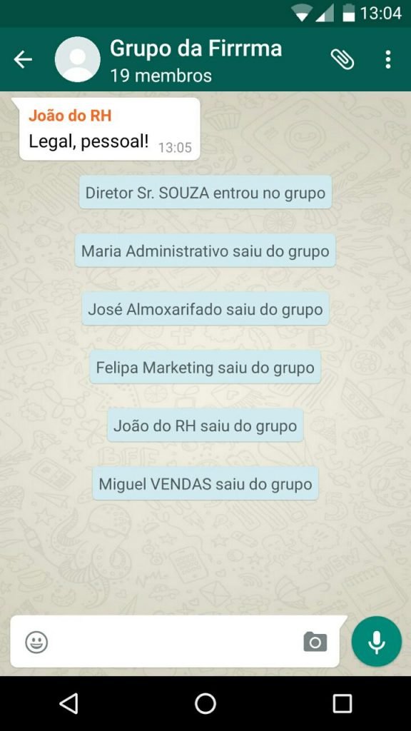 O grupo da empresa que não deu certo...